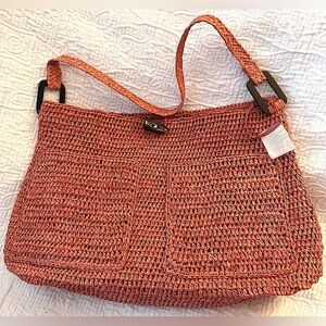 Annabel Ingall Handmade Raffia Bag in Salmon, brand new w tags, 138. Retail
